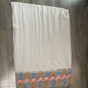 Elegant White Scarf with Multicolor Accents